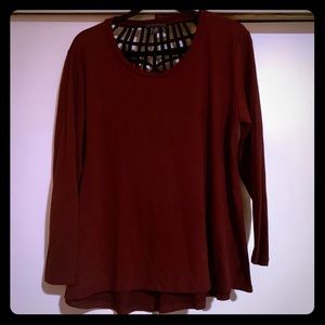 Forever 21 Burgundy Lattice Back Detail Top